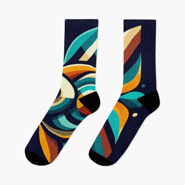 Item preview, Retro Geometric Fish Illustration in Teal and Orange designed and sold by InkSmithery.