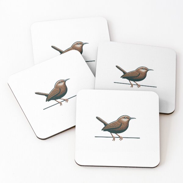 Item preview, Minimalist Brown Wren Perched on a Branch designed and sold by cave-canvas.