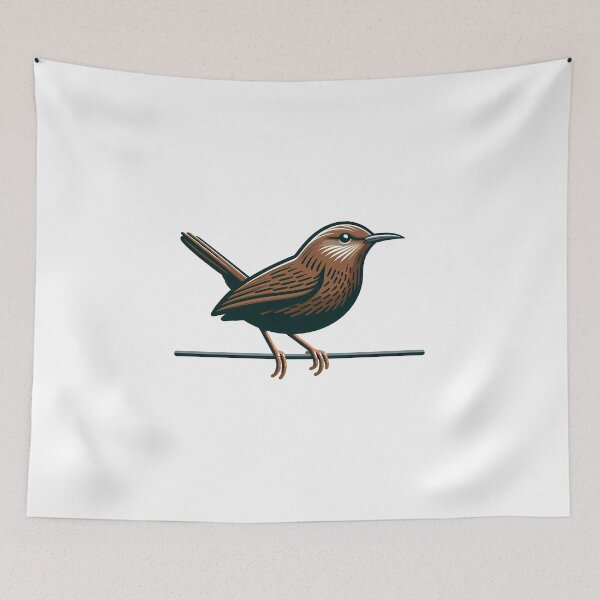 Item preview, Minimalist Brown Wren Perched on a Branch designed and sold by cave-canvas.