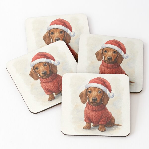 Item preview, Dachshund wearing winter hat and sweater designed and sold by AlinaLevina.