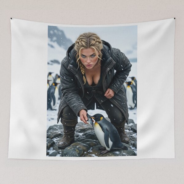 Item preview, Astrid Feeds Emperorpenguins in Winter Parka designed and sold by CathryneDelamort.