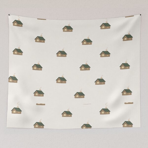 Item preview, Tiny Forest Cabin Seamless Pattern in Minimal Nordic Style designed and sold by Fernova.