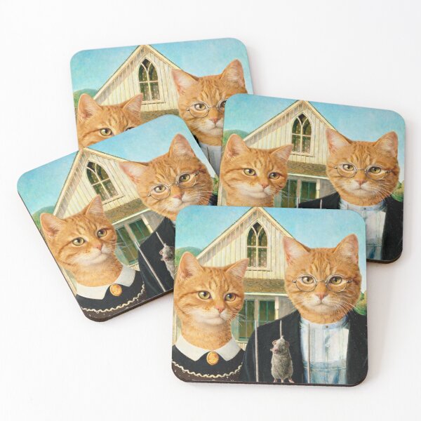 Item preview, American Gothic cats! designed and sold by bluefrog.