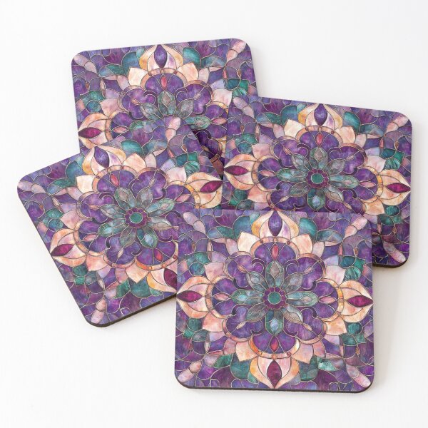 Item preview, Stained Glass Violet Rose Inspired Mosaic Mandala Pattern designed and sold by GrinGalore.
