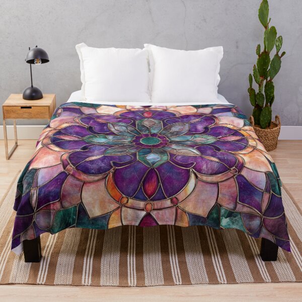 Item preview, Stained Glass Violet Rose Inspired Mosaic Mandala Pattern designed and sold by GrinGalore.