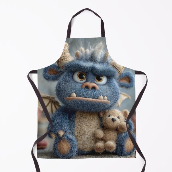 Item preview, Adorable Grumpy Blue Monster with Teddy Bear designed and sold by Hakubiya.