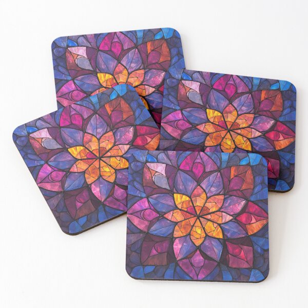 Item preview, Stained Glass Rose Purple Sapphire Mosaic Mandala Pattern designed and sold by GrinGalore.