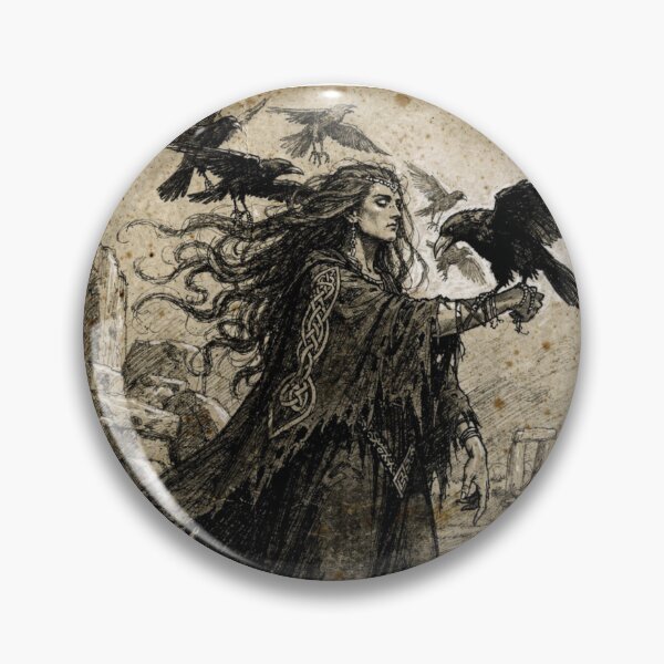 Item preview, The Morrigan Celtic Crow Goddess - Vintage Grimoire Sketch designed and sold by Frame of Mind .