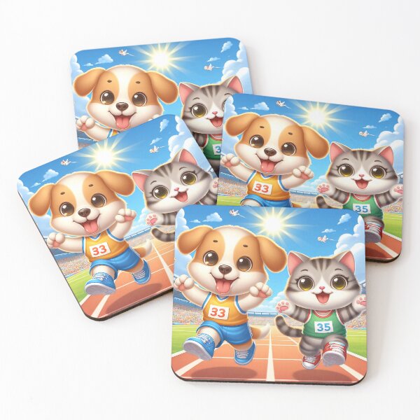 Item preview, Cute Running Dog and Cat designed and sold by CuteThingsWorld.