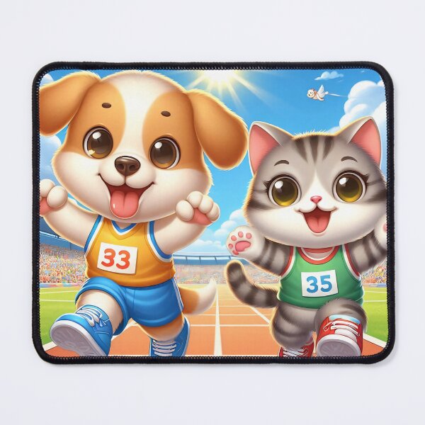 Item preview, Cute Running Dog and Cat designed and sold by CuteThingsWorld.