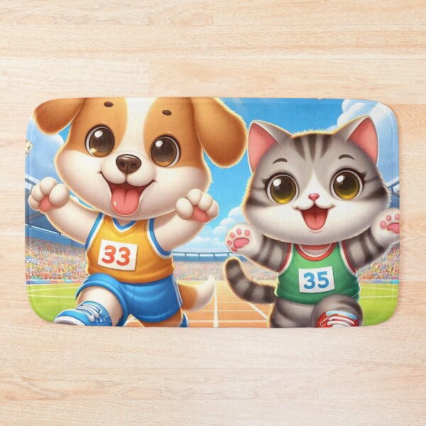Item preview, Cute Running Dog and Cat designed and sold by CuteThingsWorld.