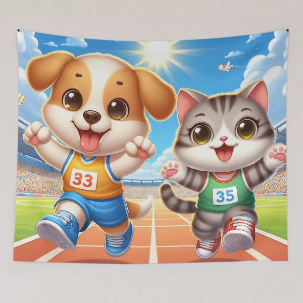 Item preview, Cute Running Dog and Cat designed and sold by CuteThingsWorld.