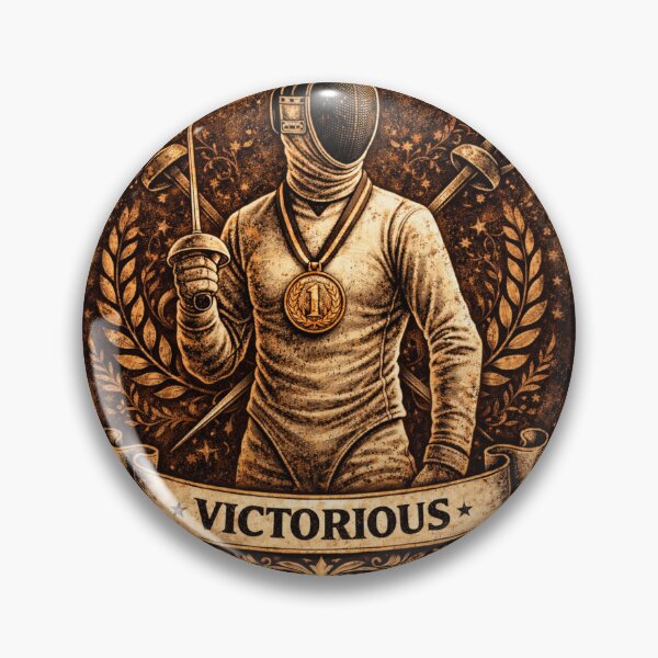 Item preview, Vintage Fencer With Gold Medal Victory designed and sold by ChillCharmStudio.