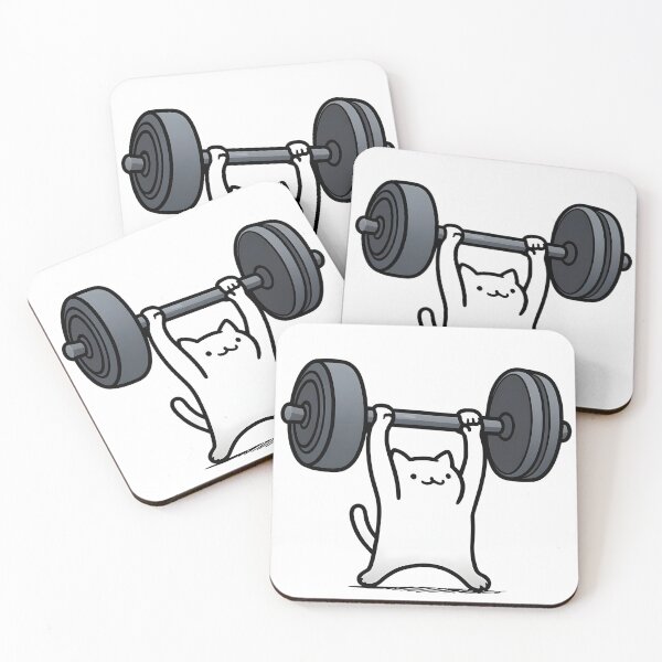 Item preview, Cat Weightlifting – Cute Minimal Gym Cat Lifting Heavy Barbell designed and sold by KivaroArt.