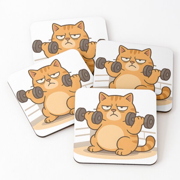Item preview, Cat Weightlifting – Lazy Grumpy Cat Gym Workout Humor Illustration designed and sold by KivaroArt.