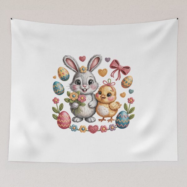 Item preview, Bunny and Chick with Easter Eggs designed and sold by jkrphoto.