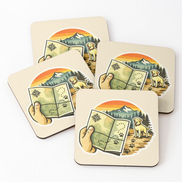 Item preview, Hiking Labrador Trail Map – Retro Outdoor Compass Badge designed and sold by PawPrintCustom.
