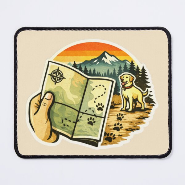 Item preview, Hiking Labrador Trail Map – Retro Outdoor Compass Badge designed and sold by PawPrintCustom.