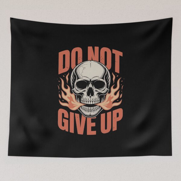 Item preview, Do Not Give Up - Flaming Skull Retro Motivation designed and sold by Iron Skull.