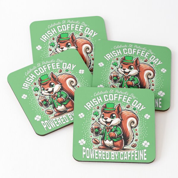 Item preview, Irish Coffee Day – Powered by Caffeine St. Patrick’s Day Squirrel designed and sold by deslydesign.