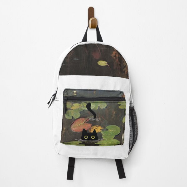 Item preview, cute cat in water lilies pond designed and sold by PurrfectHome.