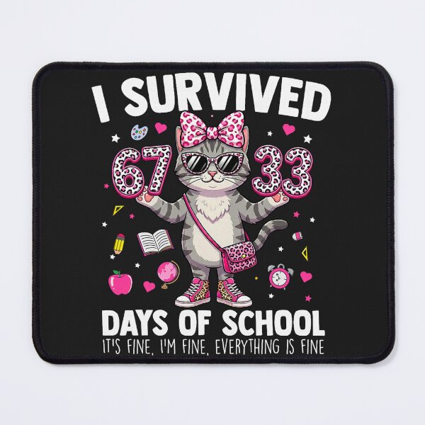 Item preview, I Survived 67 33 Days of School Teacher Kids Girls 100th Day cat cute designed and sold by FrankIsabel.