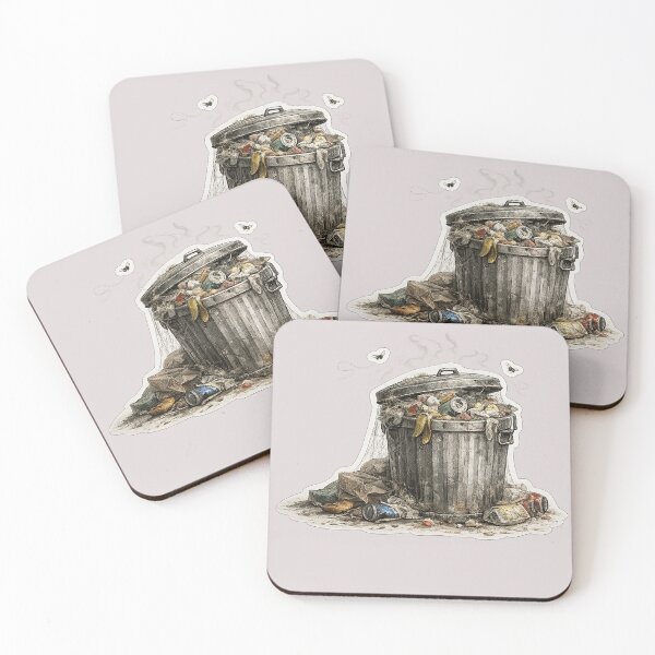 Item preview, Overflowing Trash Can Sticker – Modern Decay Art designed and sold by DrizzyV.