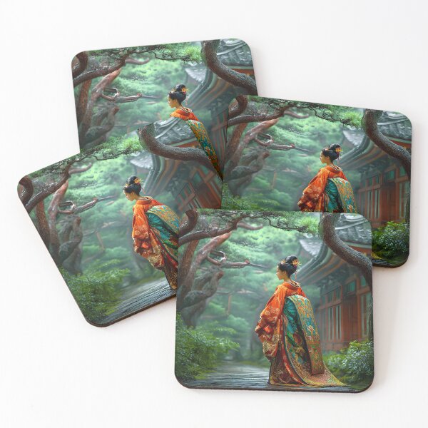 Item preview, Woman in Traditional Kimono in Serene Garden Path designed and sold by Artessie.