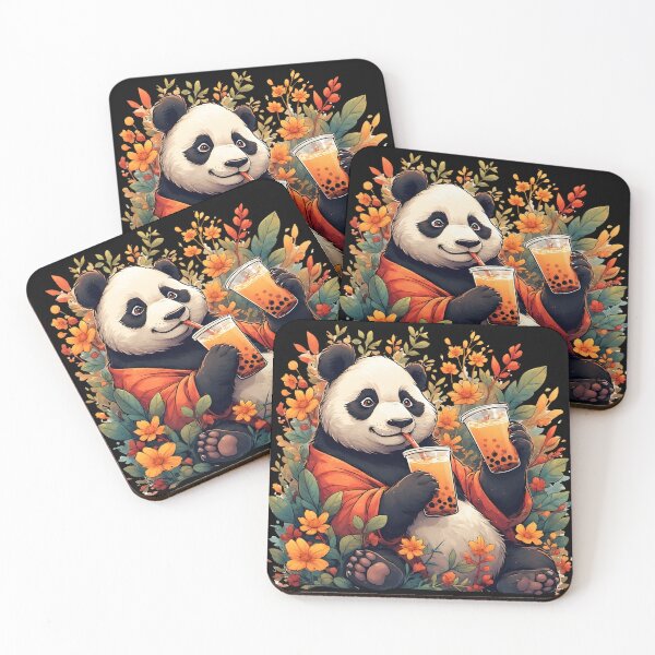 Item preview, Cute Panda Drinking Boba Tea – Cozy Floral Illustration designed and sold by Karolina’s Cozy Creations.