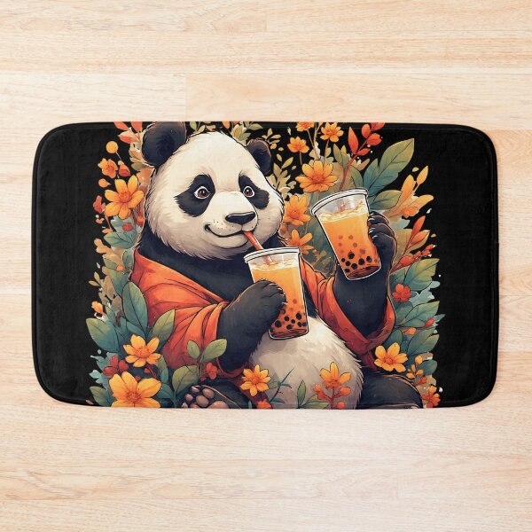 Item preview, Cute Panda Drinking Boba Tea – Cozy Floral Illustration designed and sold by Karolina’s Cozy Creations.