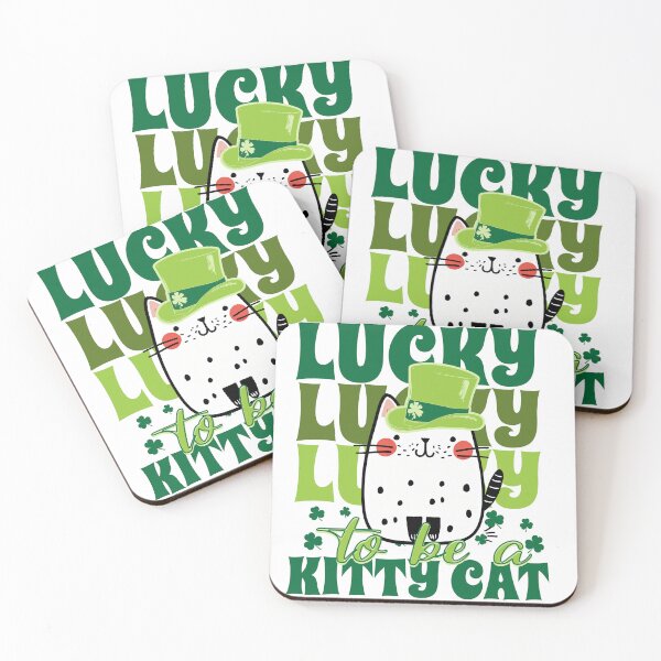 Artikelvorschau, Was für ein Glück, eine Katze zu sein! – Katzenmotiv zum St. Patrick’s Day entworfen und verkauft von deslydesign.