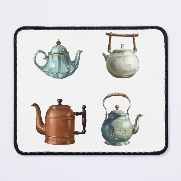 Item preview, Different styles of teapots seen together on a white background during a still life composition designed and sold by Ms. Iryna.