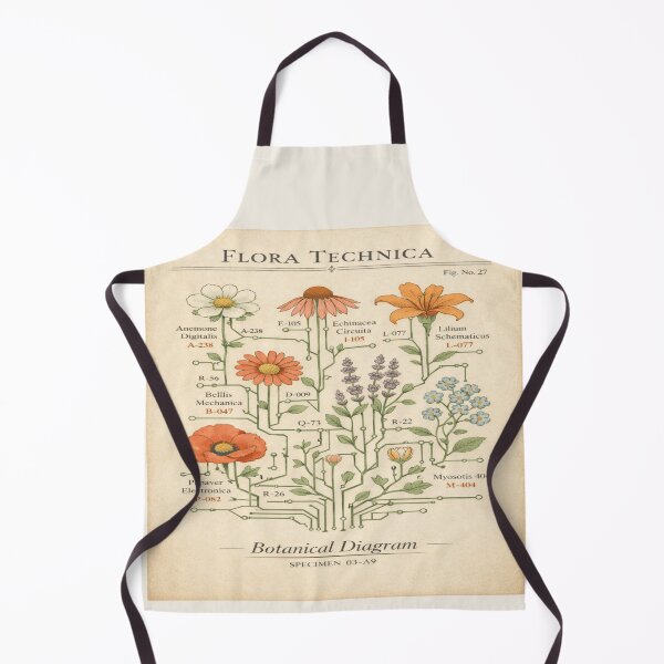 Item preview, Flora Technica Botanical Circuit Diagram – Vintage Floral Circuit Art designed and sold by POD DYNASTY | Original Print On Demand T-Shirt Graphics.