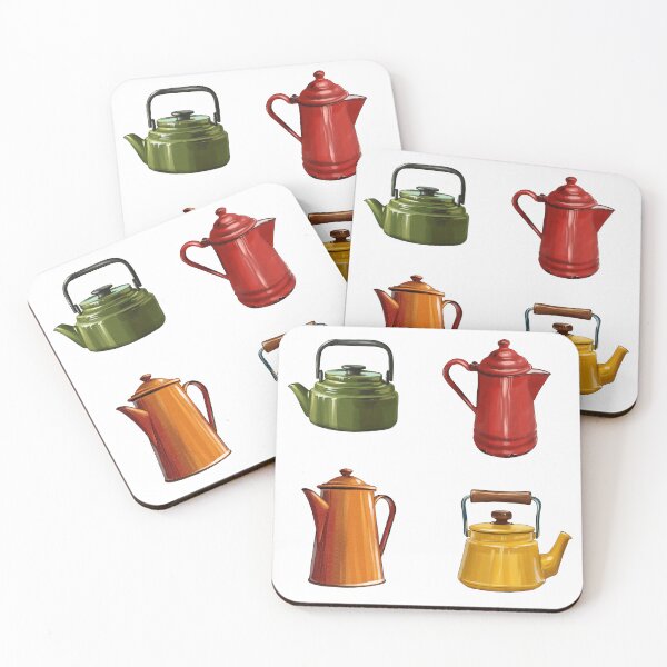 Item preview, Collection of various teapots in different colors and styles arranged in a grid format showing distinct shapes and designs designed and sold by Ms. Iryna.