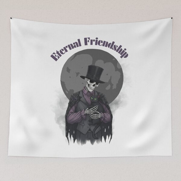 Item preview, Eternal Friendship- Gothic Skeleton & Black Cat designed and sold by Lavender-Kitty.