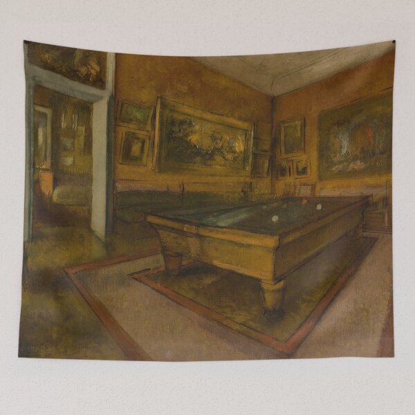 Item preview, Billiard Room at Menil Hubert by Edgar Degas: Impressionist Interior Poster designed and sold by artofuniverse.