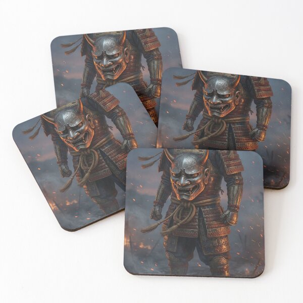 Item preview, Samurai Warrior with Oni Mask in Burning Battlefield – Mori no Akari Series designed and sold by Mori-no-Akari.