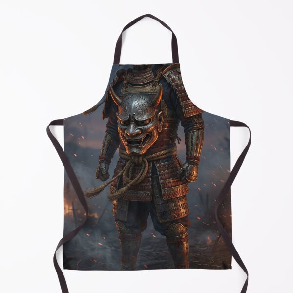 Item preview, Samurai Warrior with Oni Mask in Burning Battlefield – Mori no Akari Series designed and sold by Mori-no-Akari.