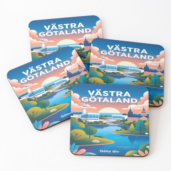 Item preview, Västra Götaland Göta Älv Scenic Illustration | Scandinavian Sweden Landscape Wall Art designed and sold by Sushikidsntoddlers.