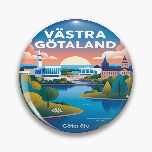 Item preview, Västra Götaland Göta Älv Scenic Illustration | Scandinavian Sweden Landscape Wall Art designed and sold by Sushikidsntoddlers.