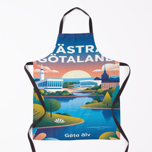 Item preview, Västra Götaland Göta Älv Scenic Illustration | Scandinavian Sweden Landscape Wall Art designed and sold by Sushikidsntoddlers.