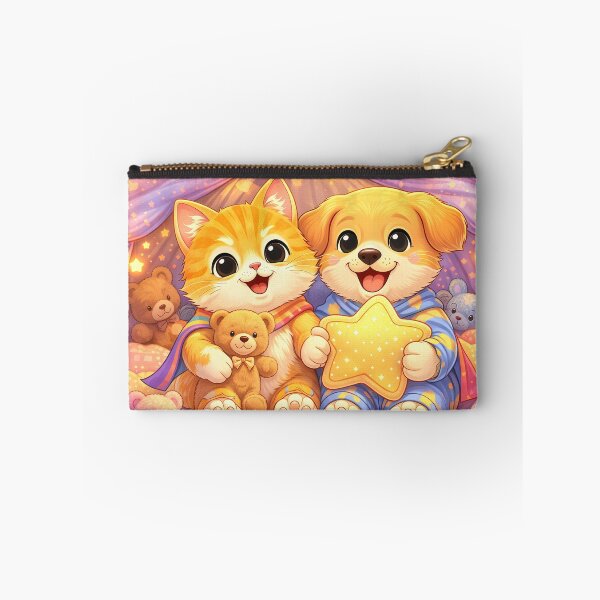 Item preview, Starry Sleepover Heroes – Cute Kitten & Puppy Cozy Tent with Teddy Bears | Kawaii Furfolkz Bedtime Art designed and sold by Furfolkz.