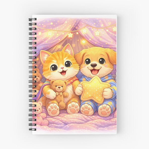 Item preview, Starry Sleepover Heroes – Cute Kitten & Puppy Cozy Tent with Teddy Bears | Kawaii Furfolkz Bedtime Art designed and sold by Furfolkz.
