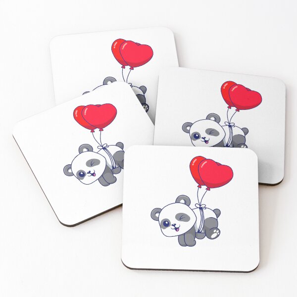 Item preview, Cute Kawaii Panda With Heart Balloons designed and sold by pheladii.