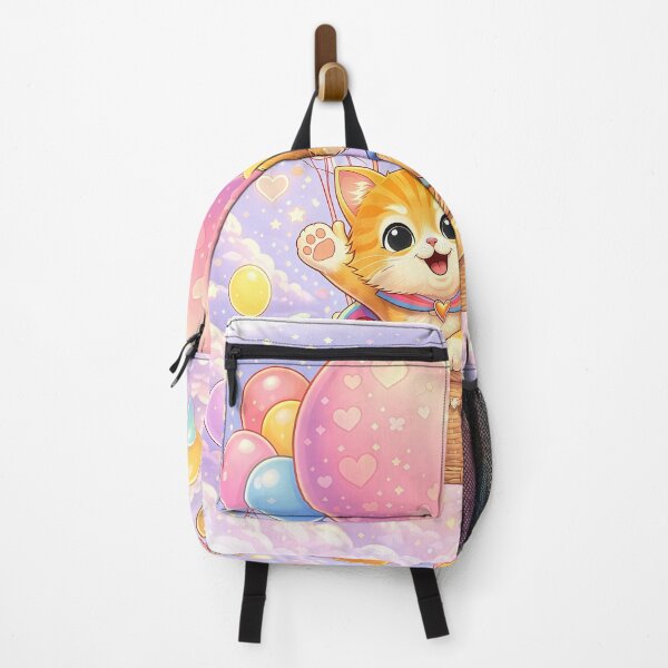 Item preview, Love Balloon Adventure – Cute Kitten & Puppy Flying in a Heart Hot Air Balloon | Kawaii Furfolkz Friendship Art designed and sold by Furfolkz.