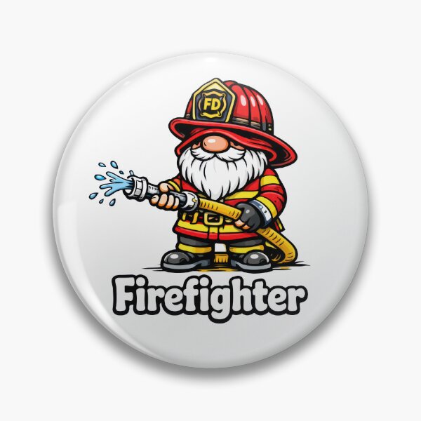 Item preview, Firefighter Gnome – Cute Fireman Holding Hose Cartoon Design designed and sold by Moriarty's Digital Visions.