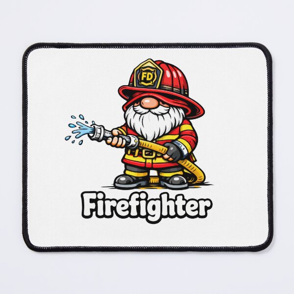 Item preview, Firefighter Gnome – Cute Fireman Holding Hose Cartoon Design designed and sold by Moriarty's Digital Visions.