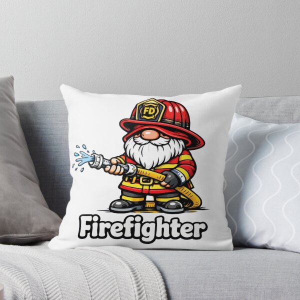 Item preview, Firefighter Gnome – Cute Fireman Holding Hose Cartoon Design designed and sold by Moriarty's Digital Visions.