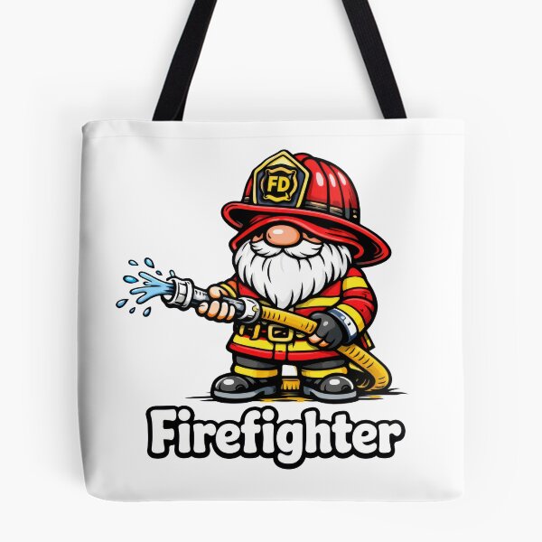 Item preview, Firefighter Gnome – Cute Fireman Holding Hose Cartoon Design designed and sold by Moriarty's Digital Visions.