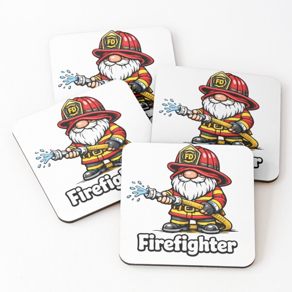Item preview, Firefighter Gnome – Cute Fireman Holding Hose Cartoon Design designed and sold by Moriarty's Digital Visions.